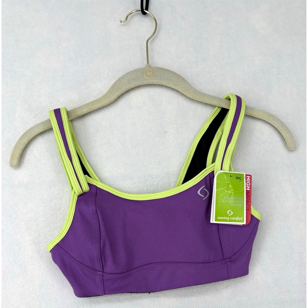 Moving Comfort Fiona High Support Sports Bra Wireless Hook & Eye 30C Logo